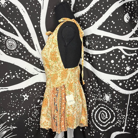 Free People Cream Romper with Orange Floral Print - Picture 2 of 5